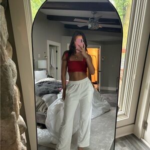 White wide leg sweatpants